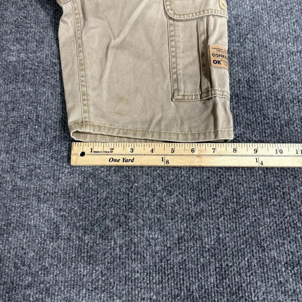OshKosh B'gosh Shorts Boys 6 Beige Cargo Twill Pigment Dye Elastic Waist